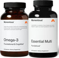 Momentous Omega-3 + Multi Stack - Daily 1600mg Fish Oil Supplement & Complete Essential Vitamin & Mineral Complex to Support Joint Health, EPA & DHA - NSF Certified, Gluten & GMO-Free (30 Servings)