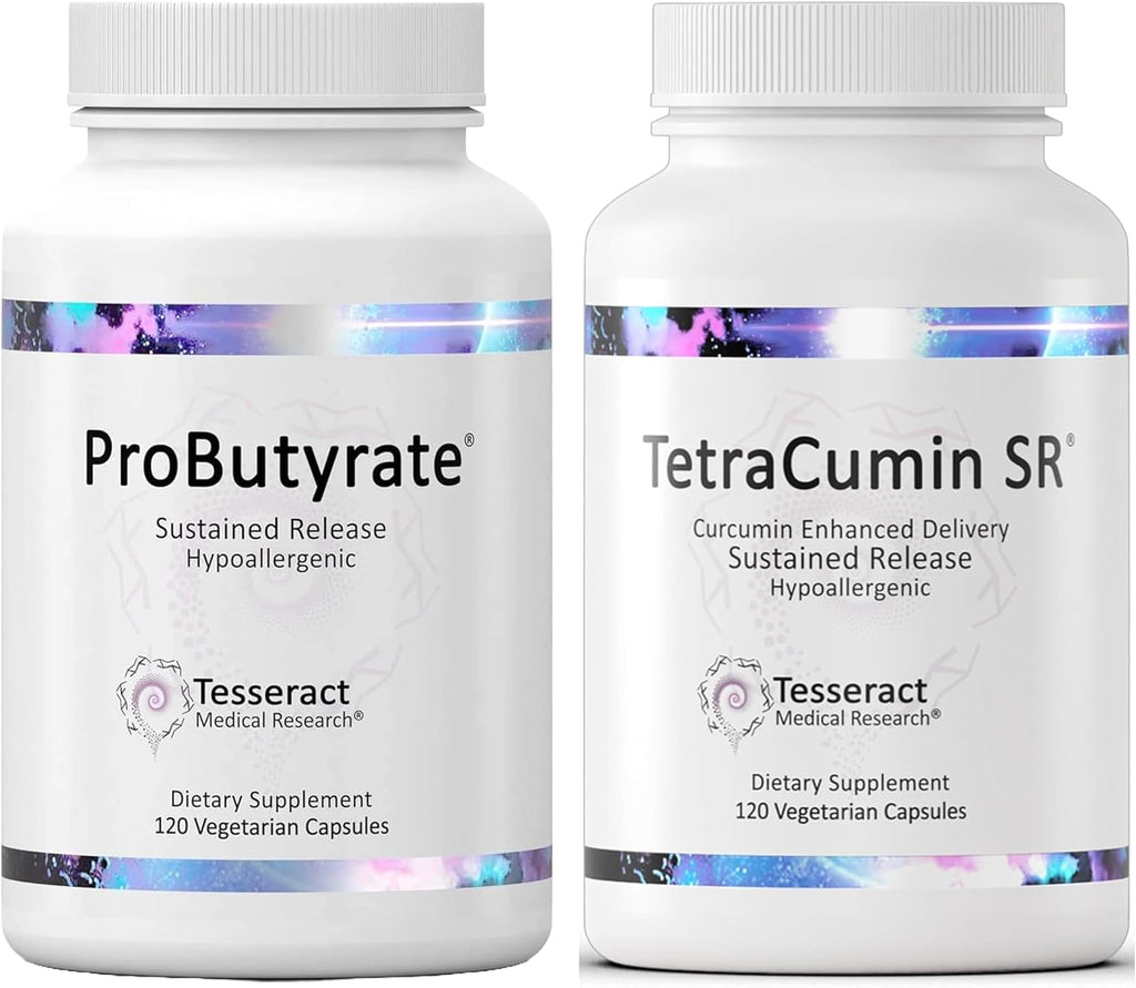 Tesseract Medical Research ProButyrate Gut Health Supplement, Butyric Acid Complex & TetraCumin SR Joint Support Supplement, Sustained Release