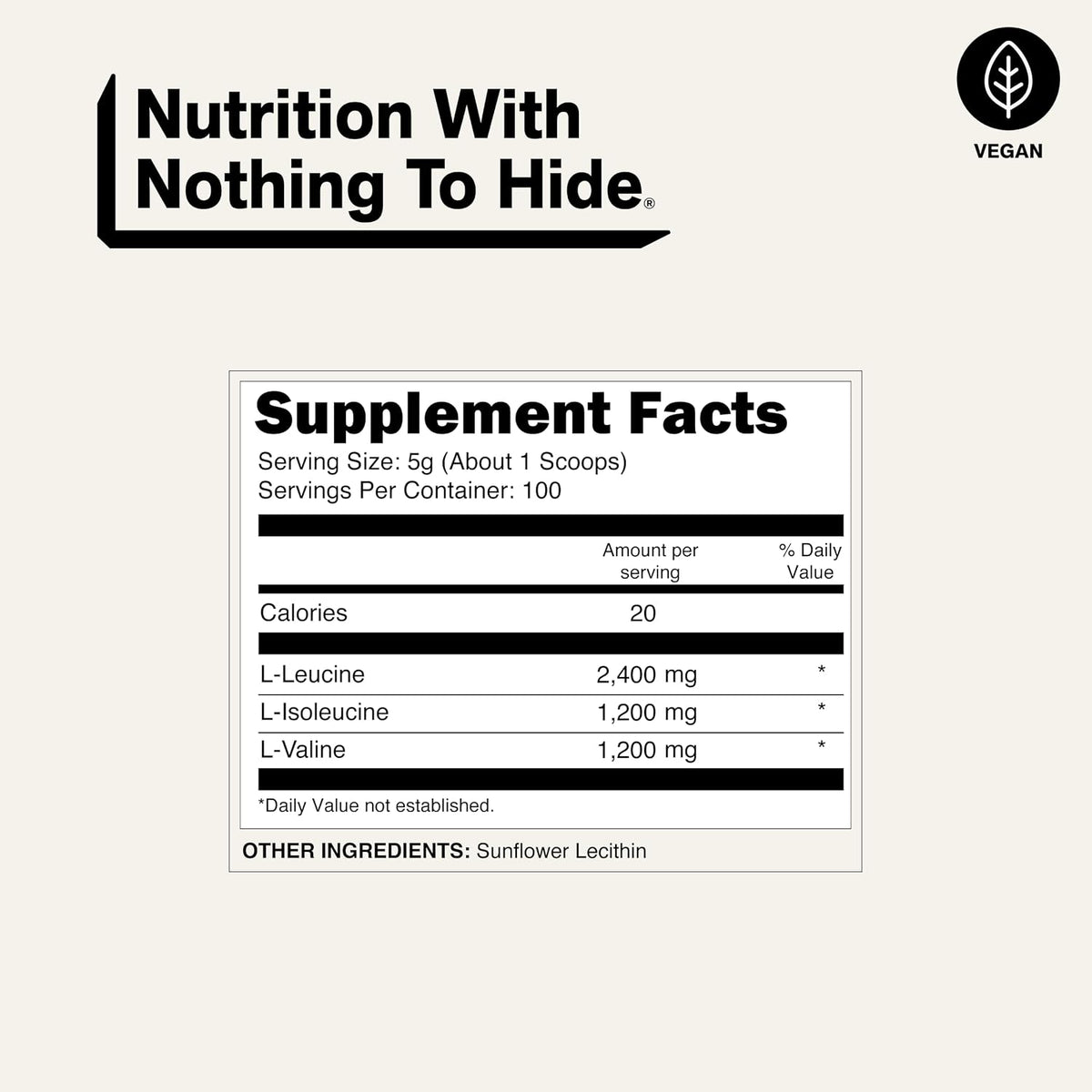 NAKED BCAAs Amino Acids Powder, Only 1 Ingredient, Pure 2:1:1 Formula, Vegan Unflavored Branched Chain Amino Acids, Instantized All Natural BCAA Supplement - 500 Grams, 100 Servings
