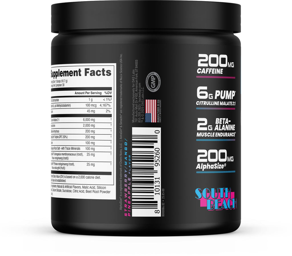 Bucked Up Pre Workout - Best Tasting - 6 Grams Citrulline, 2 Grams Beta Alanine Non Proprietary Blend, Powder (Strawberry Kiwi)