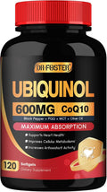 DRFOSTER CoQ10 600 mg, Ubiquinol | with 40mg PQQ, Plant Sterols & Vitamin E - High Absorption for Heart Health, Brain Function & Cellular Energy - 120 Softgels