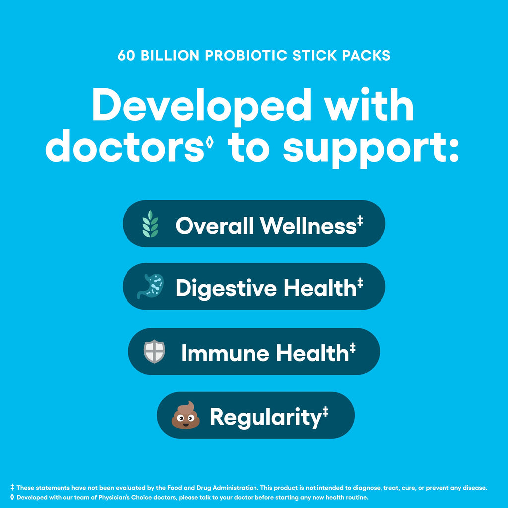Physician's CHOICE Probiotics 60 Billion CFU - 10 Strains + Organic Prebiotics - Immune, Digestive & Gut Health - Supports Occasional Constipation, Diarrhea, Gas & Bloating - for Women & Men - 30ct