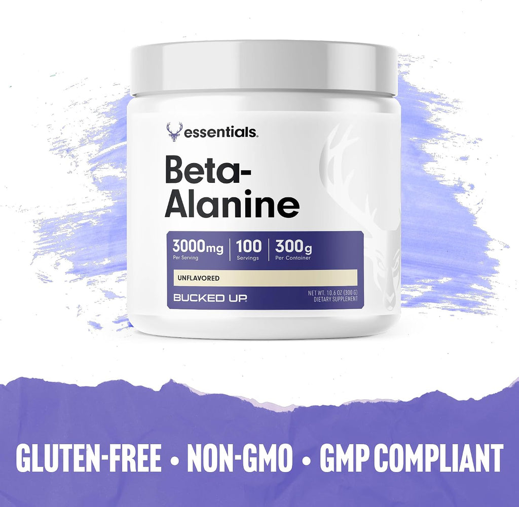 Bucked Up Beta Alanine 300mg Powder, Non-GMO, Gluten-Free, Unflavored (100 Servings)