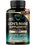 Lions Mane Supplement Capsules - for women & Men - Organic Lions Mane - Fruiting Bodies Extract - 1200 mg, 25% Polysaccharides - Memory & Focus Support - As Lions Powder - 120 Capsules, 2 Month Supply
