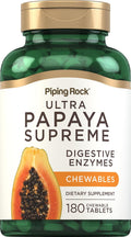 Piping Rock Papaya Digestive Enzymes Chewable | 180 Tablets | Ultra Supplement for Women and Men | Carica Papaya | Vegetarian, Non-GMO, Gluten Free