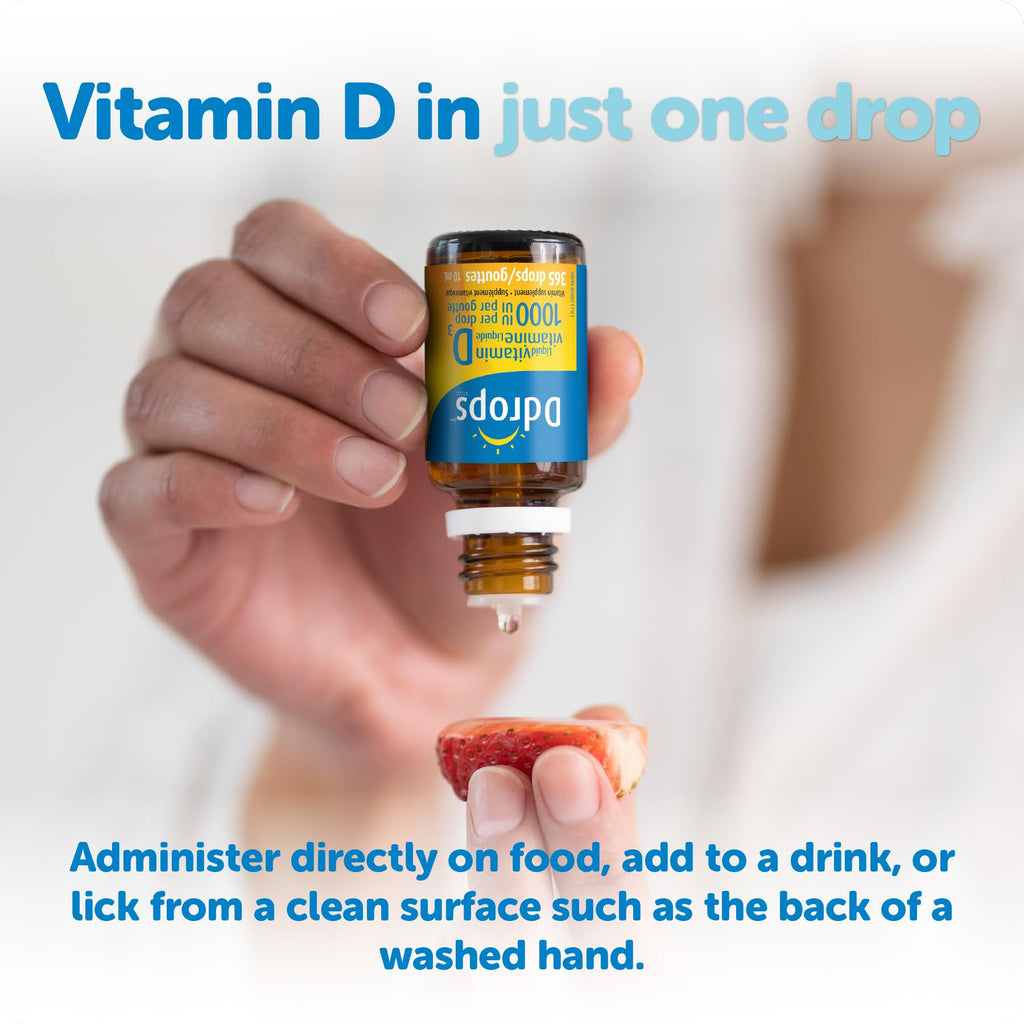 Ddrops Adults 1000 IU 180 Drops, Liquid Vitamin D. Supports Strong Bones & Immune System. No Large Capsules, No Preservatives, Non-GMO, Allergy-Friendly