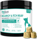 NATURE TARGET Dog Allergy Chews, Skin & Gut, Real Chicken, Freeze-Dried | Probiotics & Colostrum, Omega 3, Soothes Hot Spots, Stops Paw Licking, Digestive Health, Daily Immune Support, 120 Chews