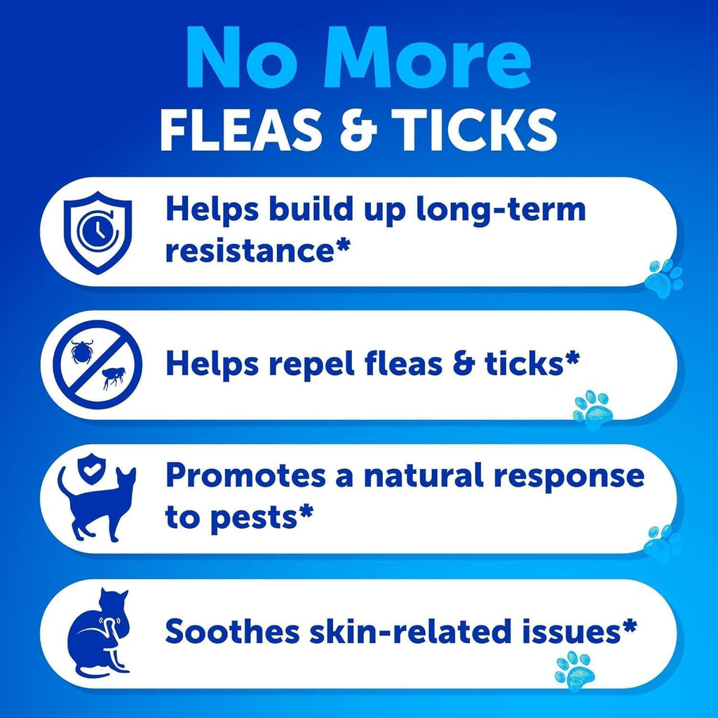 Flea Treatment for Cats - Natural Flea and Tick Prevention Supplement for Cats, Kittens - Chewable Daily Oral Pills with Vitamins - 135 Soft Chews - Dental Treats, Digestive Health, Immune Support