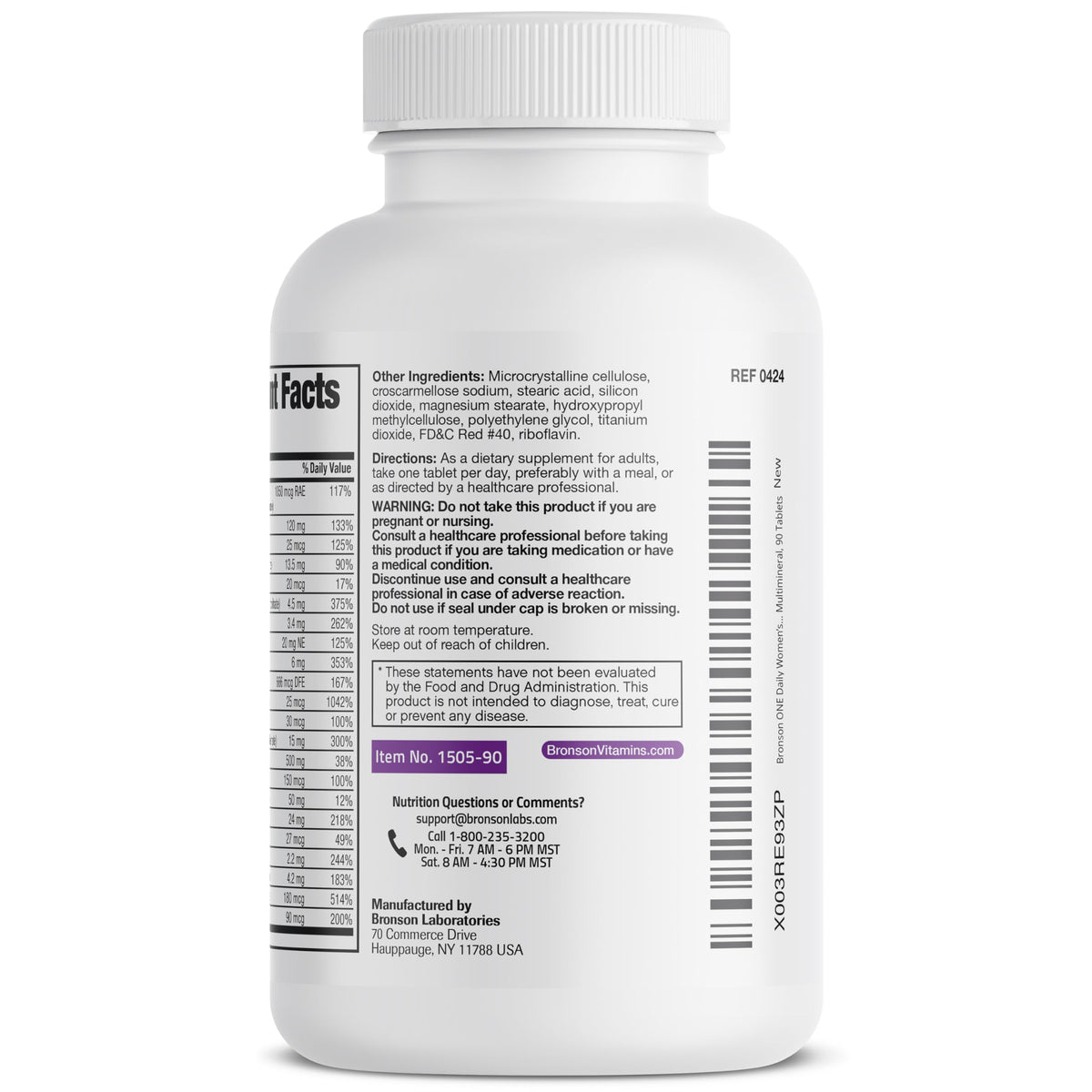 Bronson ONE Daily Women 50+ Complete Multivitamin Multimineral, 180 Tablets | Once-Daily, Targeted Nutrition For Active Women Over 50, Non-GMO, Gluten-Free, Soy-Free