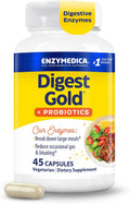 Enzymedica Digest Gold + Probiotics - Digestive Enzyme Supplement for Women & Men, Enzyme and Probiotic Capsules for Digestion, Gut Health Support, Helps Gas & Bloating, Vegetarian - 45 Caps