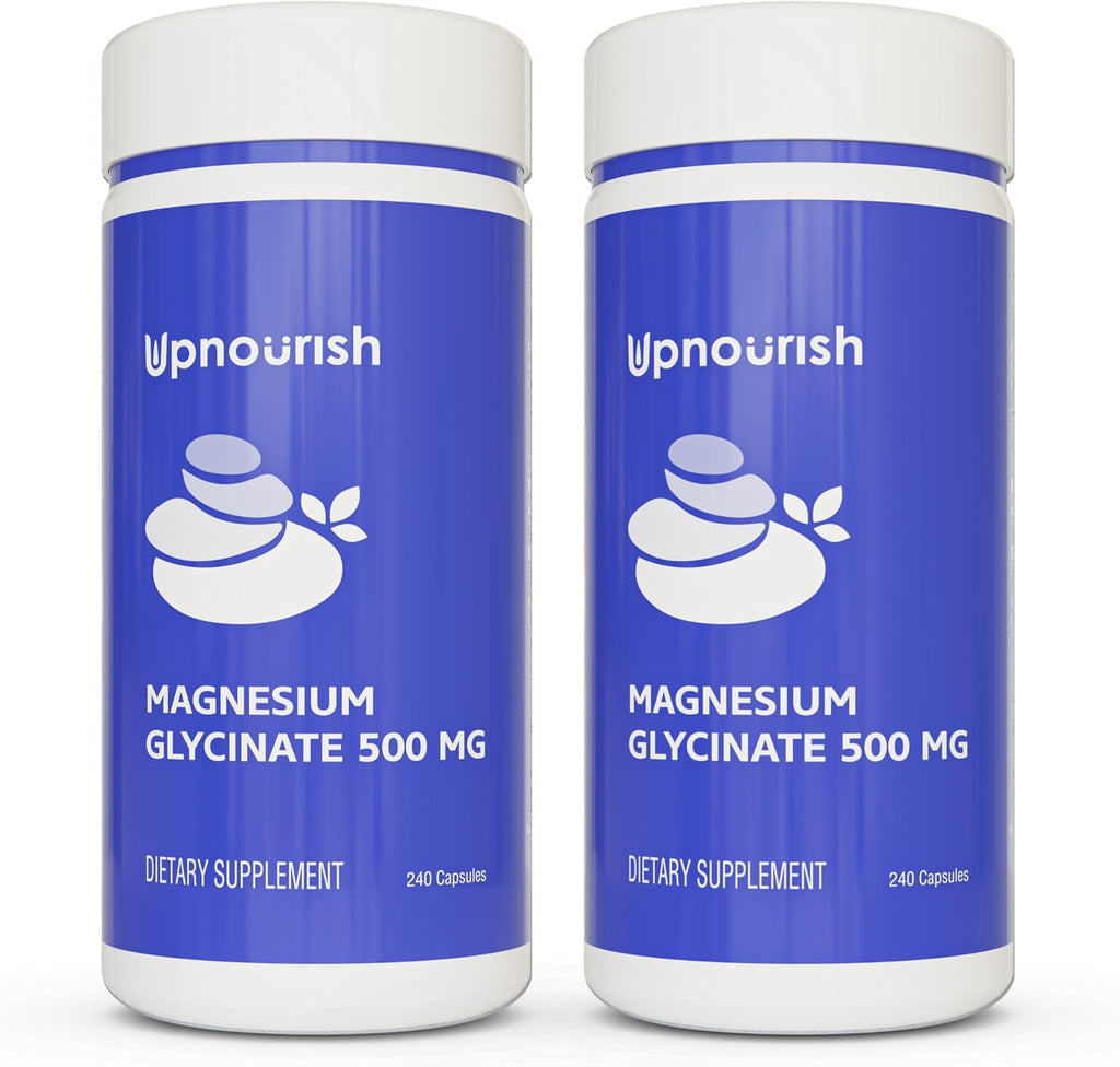 UpNourish Chelated Magnesium Glycinate 500mg Capsules - Magnesium Chelate for High Absorption - Pure Magnesium Supplement 480 Capsules