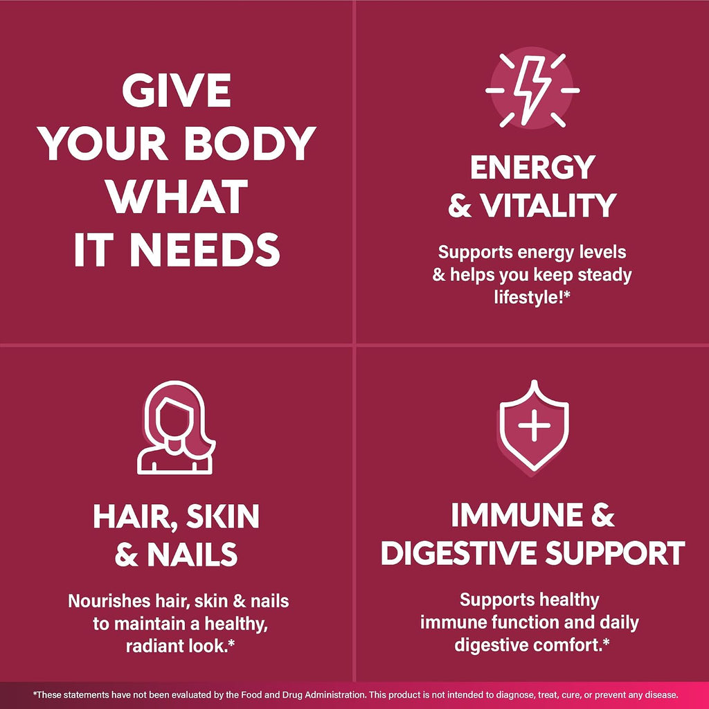 Multivitamin for Women - B-Complex | Whole Foods | Hair Growth Support | Digestion & Metabolism | Iron - 47in1 Womens Multivitamin - Bioavailable & Gentle on Stomach - 90 Capsules, 3 Month Supply