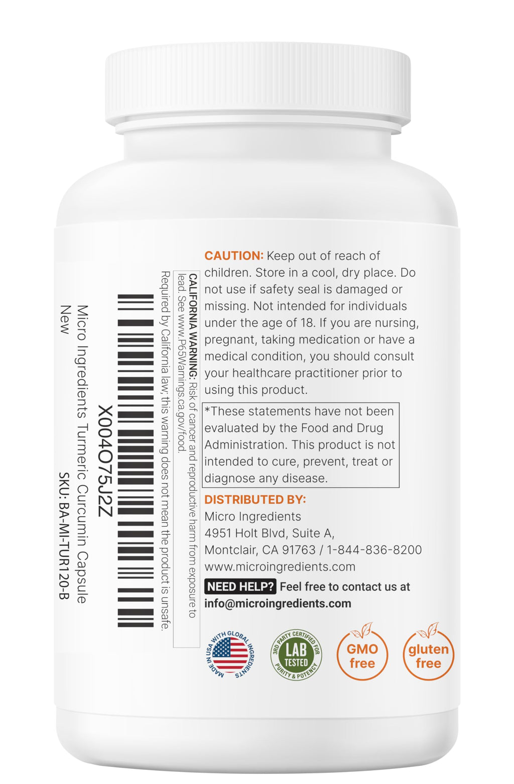 Micro Ingredients Turmeric Curcumin 1,000mg Per Serving, 120 Capsules | Turmeric Curcumin Supplement with 95% Curcuminoids, Black Pepper & Ginger. Filler Free, Non-GMO, Vegetarian, Gluten Free.