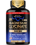 Magnesium Glycinate 500 mg - Chelated Supplement - High Absorption Form of Magnesium - Support for Sleep, Muscle & Heart Health - for Women & Men - Lab Tested & Non-GMO - 120 Capsules