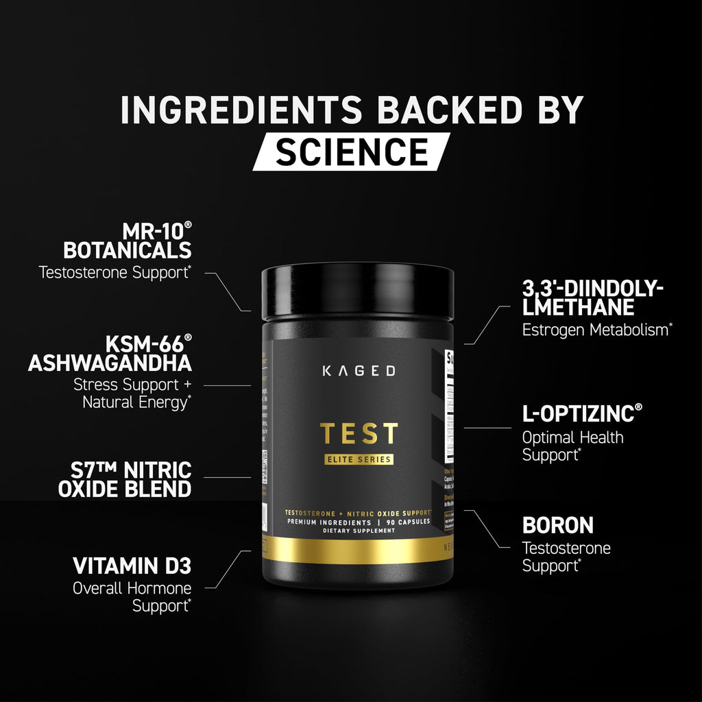 Kaged Test Capsules | Unflavored | Testosterone Booster Ferodrox | Premium Hormone Managment | LJ100 Tongkat Ali KSM-66 Ashwagandha Shilajit | Supplements for Men & Women | 60 Servings