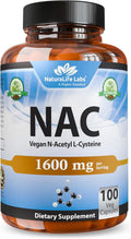 NaturaLife Labs N-Acetyl-L-Cysteine (NAC) 1600 mg – 100 Capsules - Vegan, Non-GMO & Gluten-Free