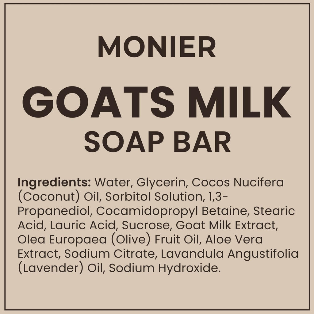 MONIER Goat Milk Soap Bar For Dry & Sensitive Skin - 100% Natural & Organic | Skin Care, Enriched With Shea Butter, Use On Face, Body & Hands, For Men, Women, Kids & Baby (Lavender, 3 Pack)