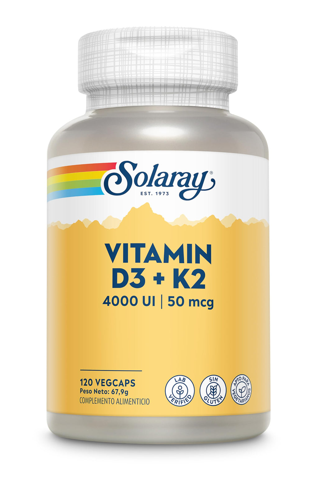 SOLARAY Vitamin D3 K2 - Bone Health and Immune Support Supplement - With 5000 IU Vitamin D as Vit D3 and 50 mcg Vitamin K2 as Menoquinone MK7, Made Without Soy, 60-Day Guarantee, 120 Serv, 120 VegCaps
