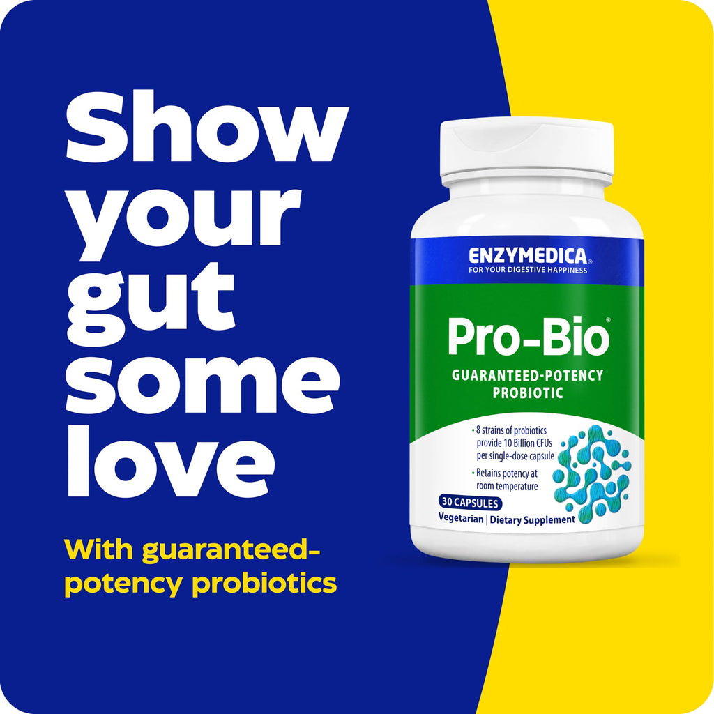 Enzymedica Pro-Bio Probiotic Supplement for Digestive & Gut Health - Daily Probiotic Capsules for Women & Men, 10 Billion CFU, Helps Reduce Gas & Bloating, Stomach Acid Resistant - 120 Caps
