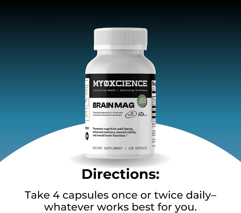 Magnesium L-Threonate + Mag Acetyl-Taurate (ATA Mag) + Mag Glycinate | Promotes Cognitive Well-Being, Enhanced Memory, Mental Clarity and Overall Brain Function | 120 Capsules