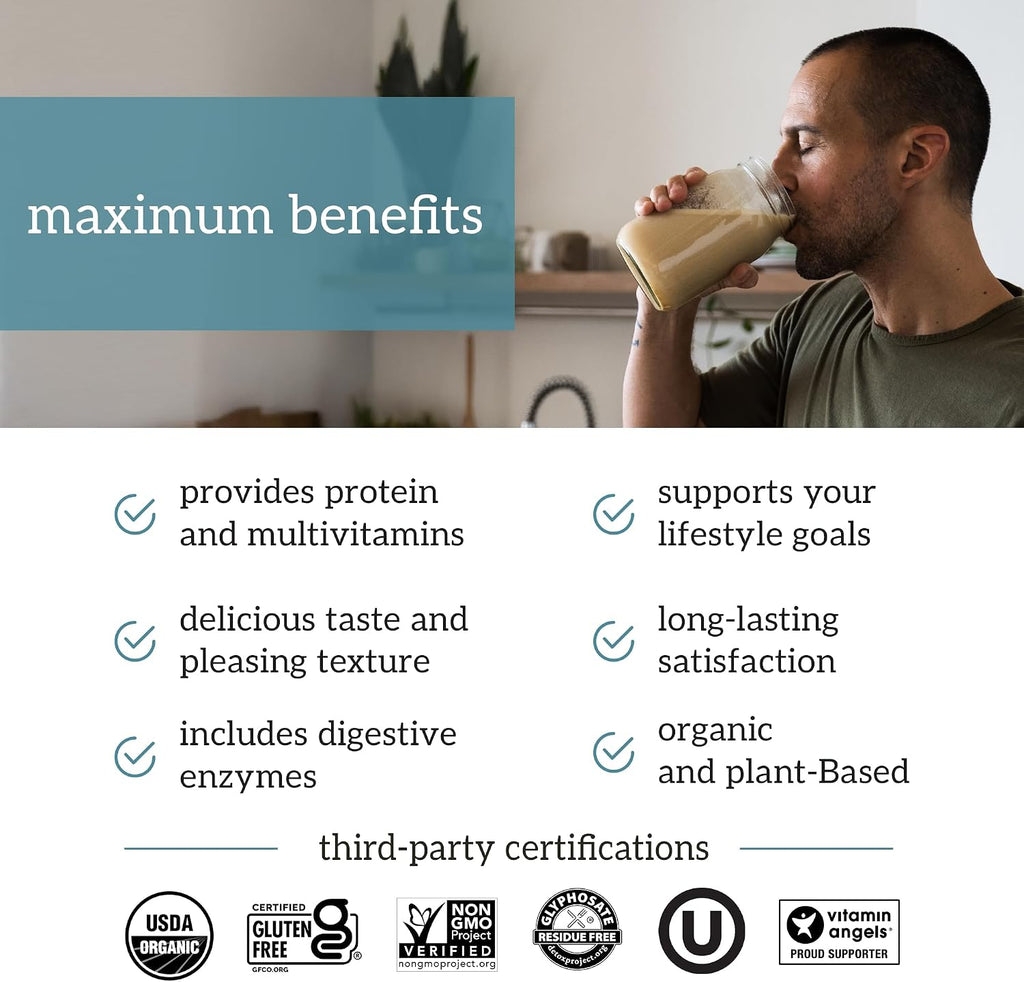 Organifi Complete Protein Vanilla Flavor - Organic Vegan Plant Based Protein Powder with Digestive Enzymes - 30 Day Supply - No Soy, Dairy, or Gluten