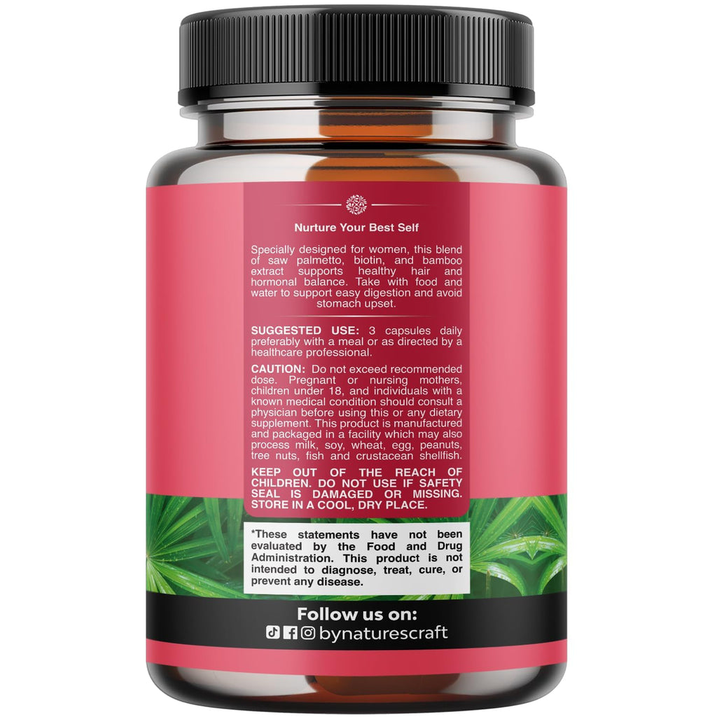 Saw Palmetto for Women 500mg - DHT Blocker for Women 30-Day Supply - Hair Vitamins for Hair Loss Supplement - Saw Palmetto Extract Capsules with Maca Root & Biotin - 90 Count