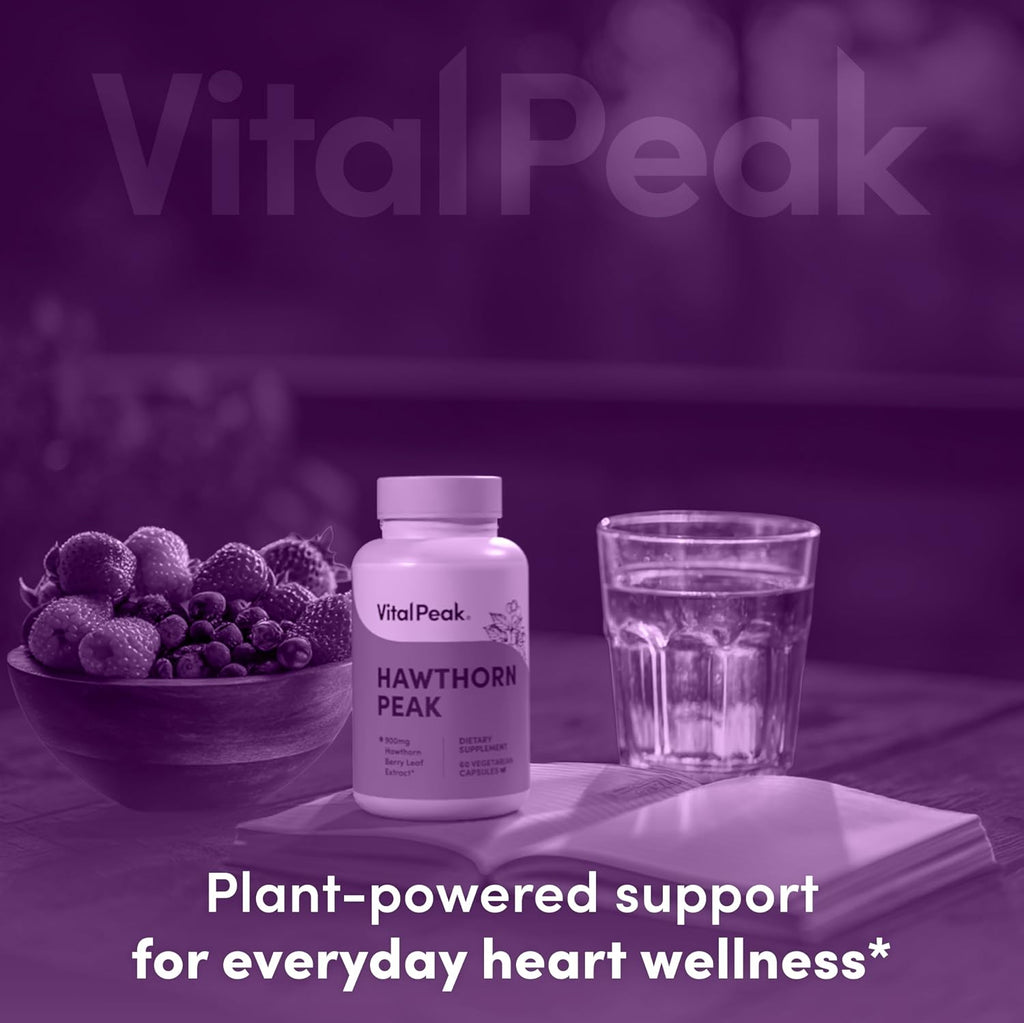 Vital Peak® Hawthorn Peak 900 mg - Supports Heart & Cardiovascular Health - Hawthorn Berry Leaf Extract Supplement - Promotes Overall Wellness - Vegan, Gluten Free, Dairy Free, Non-GMO - 60 Capsules