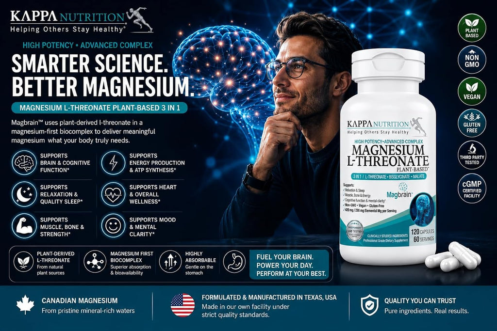 Magnesium L-Threonate Plant-Based 3 in 1 Powered by Magbrain® Magnesium L-Threonate Plant-Based | Magnesium Bisglycinate & Magnesium Malate | Up to 420 mg Elemental Magnesium | 150 Vegan Capsules.