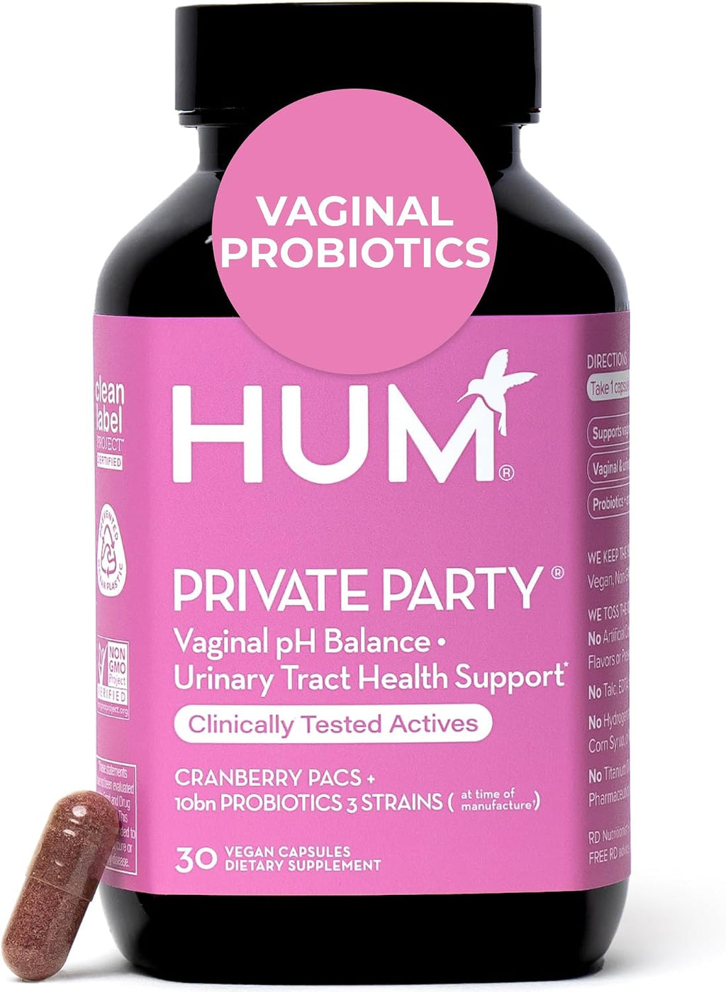 HUM Private Party Vaginal Probiotic, pH Balance & Urinary Health, 30 Count