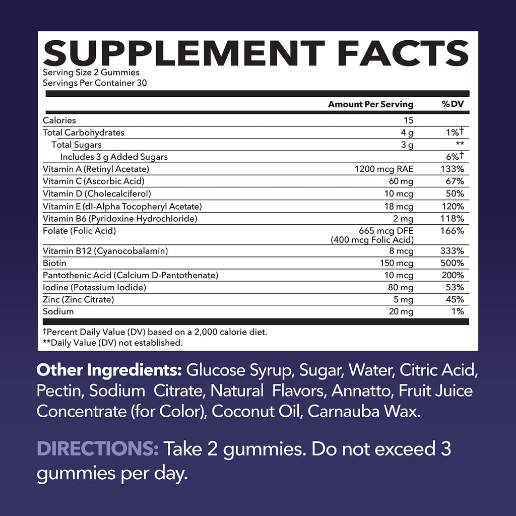 Multivitamin Gummies for Adults, Mixed Berry, 60 Count, 30 Day Supply | Multivitamin Gummies for Men and Women with Vitamins and Minerals Zinc, Vitamin C, Vitamin D, Daily Defense, 30 Servings