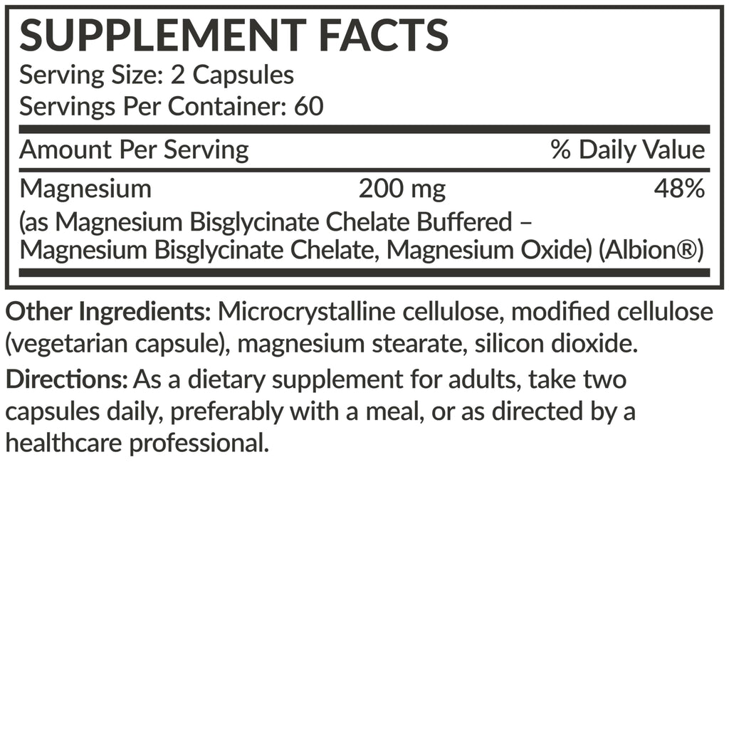 Futurebiotics Magnesium Glycinate 200 MG per Serving Chelated for High Absorption, Gentle On Stomach, Non-GMO, 60 Vegetarian Capsules