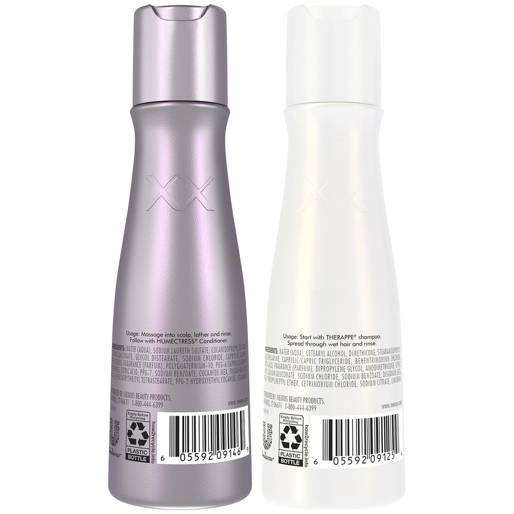 Nexxus Travel Shampoo and Conditioner, Therappe & Humectress, 3 Oz Ea | Ultimate Moisture Protein Treatment for Dry, Damaged Hair with Elastin Protein & Green Caviar | Hair Products for Women & Men