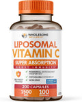 Wholesome Wellness Liposomal Vitamin C Capsules (200 Pills 1500mg Buffered) High Absorption, Immune System & Collagen Booster, High Dose Fat Soluble Immunity Support Ascorbic Acid, Natural Vegan