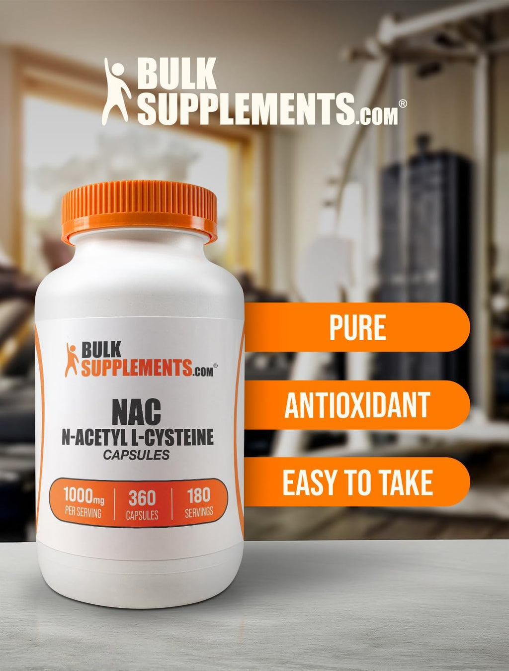 BulkSupplements.com NAC 1000 mg Capsules - N-Acetyle Cysteine 1000mg, NAC Supplement, NAC1000mg - NAC Capsules, Gluten Free - 2 Capsules per Serving, 180-Day Supply, 360 Capsules
