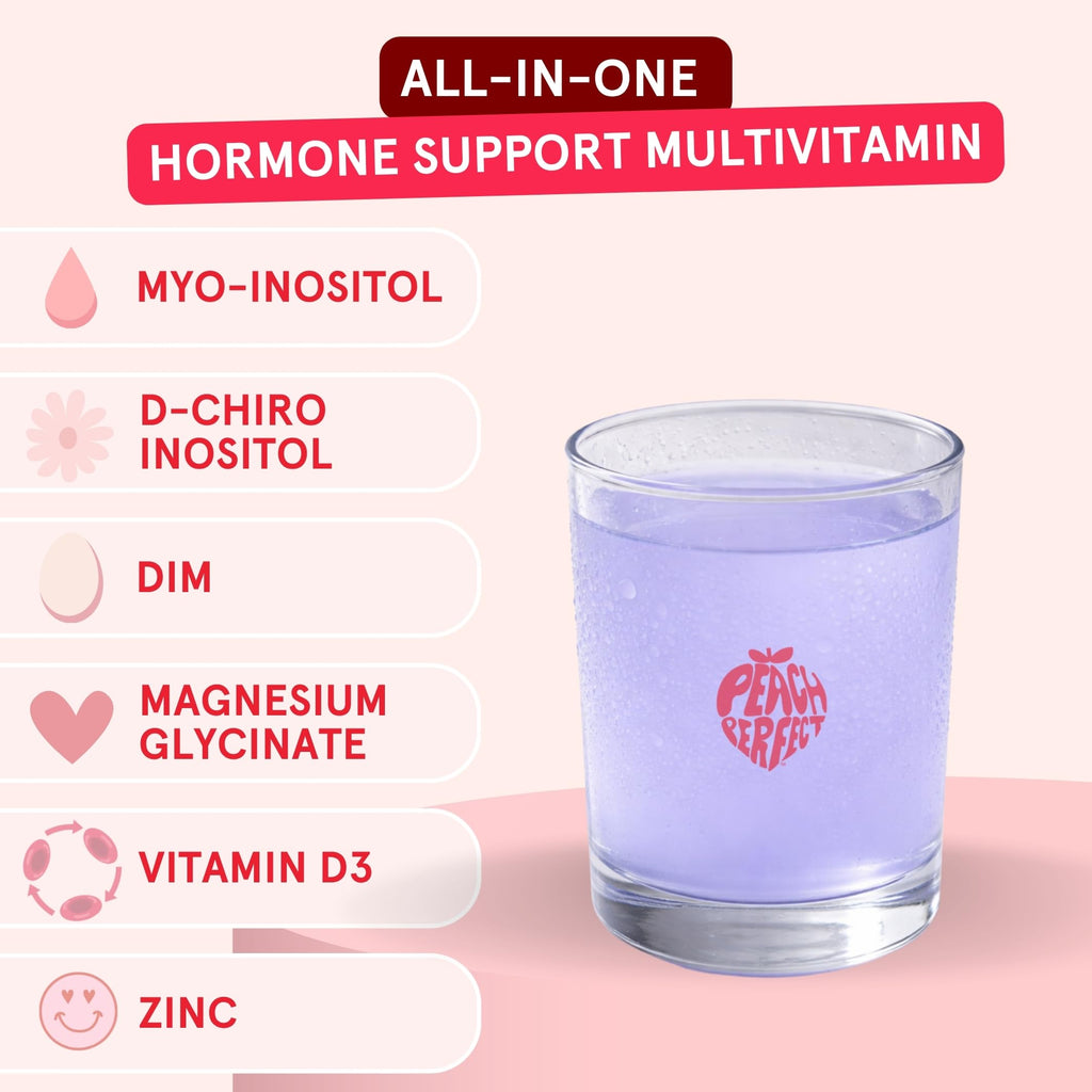 Peach Perfect Inositol Multivitamin – Myo-Inositol & D-Chiro 40:1 Blend, Omega-3, Vitamin D3, Magnesium, Zinc – Supports Women’s Health, Mood, Energy, Supplement – 30 SVG