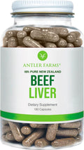 Antler Farms New Zealand Beef Liver Capsules - Grass Fed, 180 Capsules | 100% Pure Desiccated Grass Fed Beef Liver Supplement, Cold Processed, rBGH Free, No Fillers or Additives
