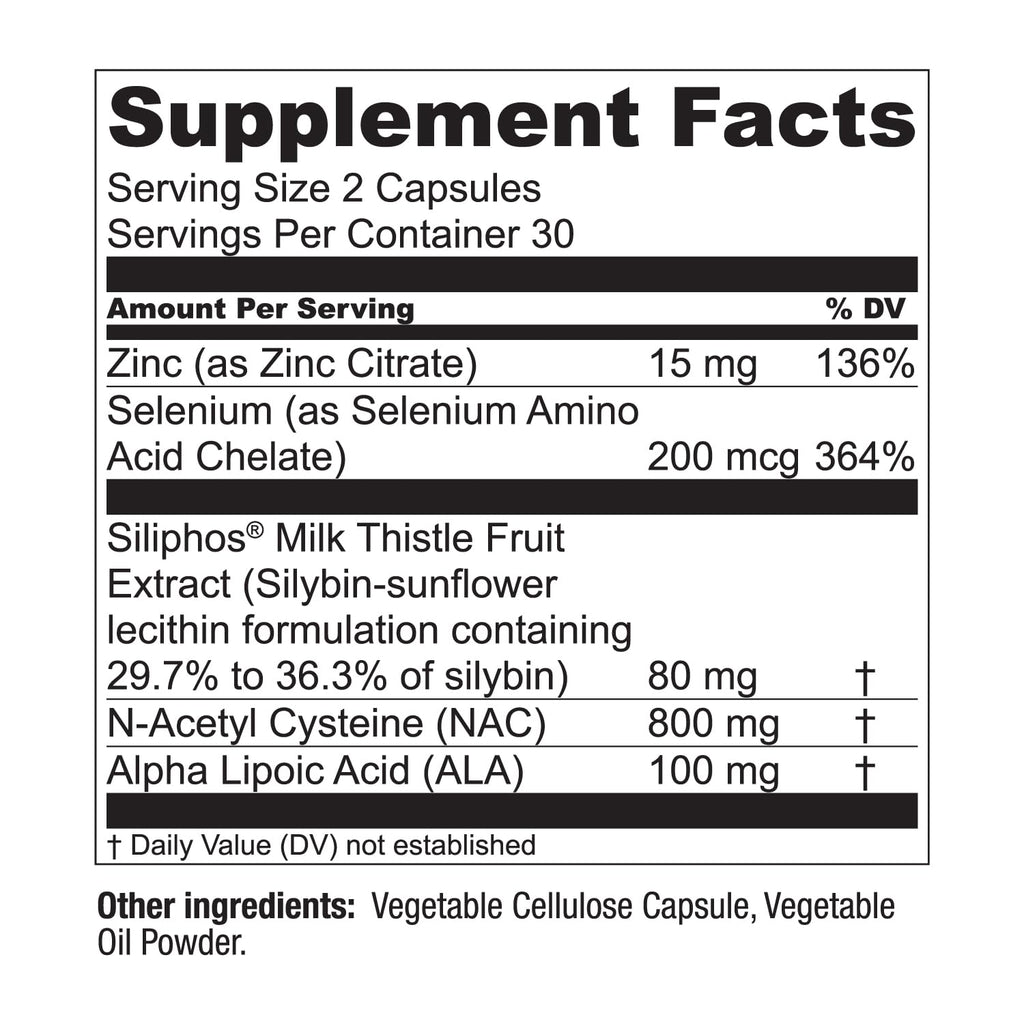 LiverWell Liver Cleanse, Rejuvenation, Metabolic Support - Liver Supplement for Liver Health w/Highly Bioavailable Milk Thistle Extract, N-Acetyl Cysteine, Alpha Lipoic Acid, Zinc, Selenium - 60 Caps