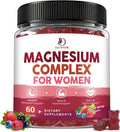 Magnesium Complex Gummies for Women, Triple Magnesium Complex with Glycinate, Malate, Taurate, Magnesium Complex 350 mg with L-theanine & Glycine for Relax, Sleep, Immune Support, Sugar Free, 60 Ct