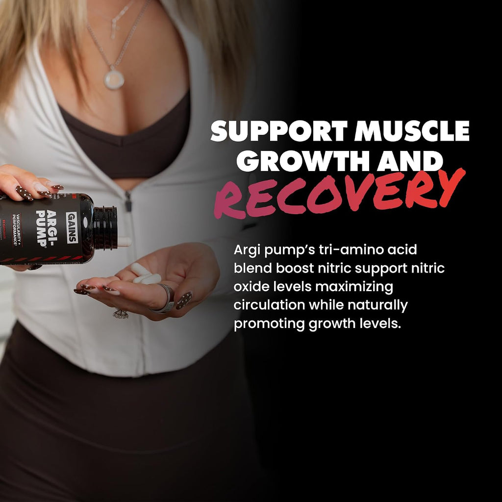 Gains in Bulk L-Arginine Amino Acid Supplement, 90 Capsules