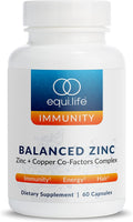 EquiLife Balanced Zinc Supplement, with Copper, 15mg, 60 Capsules | Daily Immune Support | Tissue Growth & Repair | Supports Nutrient Absorption & Hormone Balance | Allergen Free