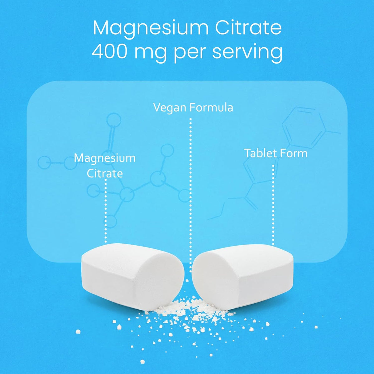 NaturaLife Labs Magnesium Citrate 400 mg per Serving – 120 Tablets, Vegan, Non-GMO