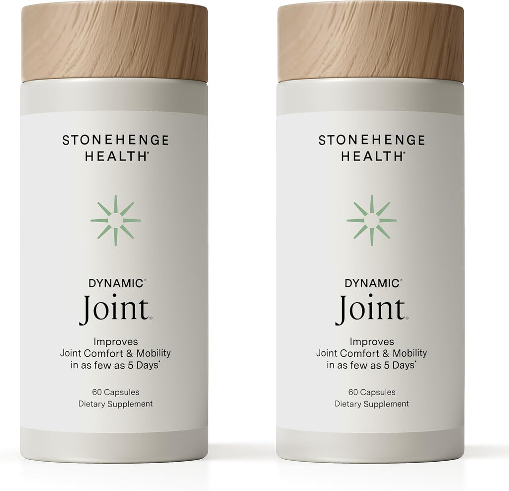 Stonehenge Health Dynamic Joint Health Supplement – Fast-Acting Support with AprèsFlex® Boswellia, MSM, Multi-Type Collagen, Turmeric, Bromelain, Vitamins C & D3 60 Count (Pack of 2)