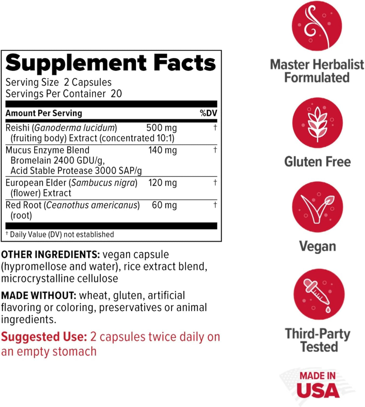 Redd Remedies, SinuZyme, Supports Sinus and Immune Health, 40 Vegan Capsules