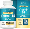 Vitamin B2 Riboflavin 400mg, 8 Month Supply Energy & Nervous System Support | One-a-Day Formula, B2 Vitamins for Energy Production Nutrient Conversion and Cellular Health Support, Vegan, 240 Capsules