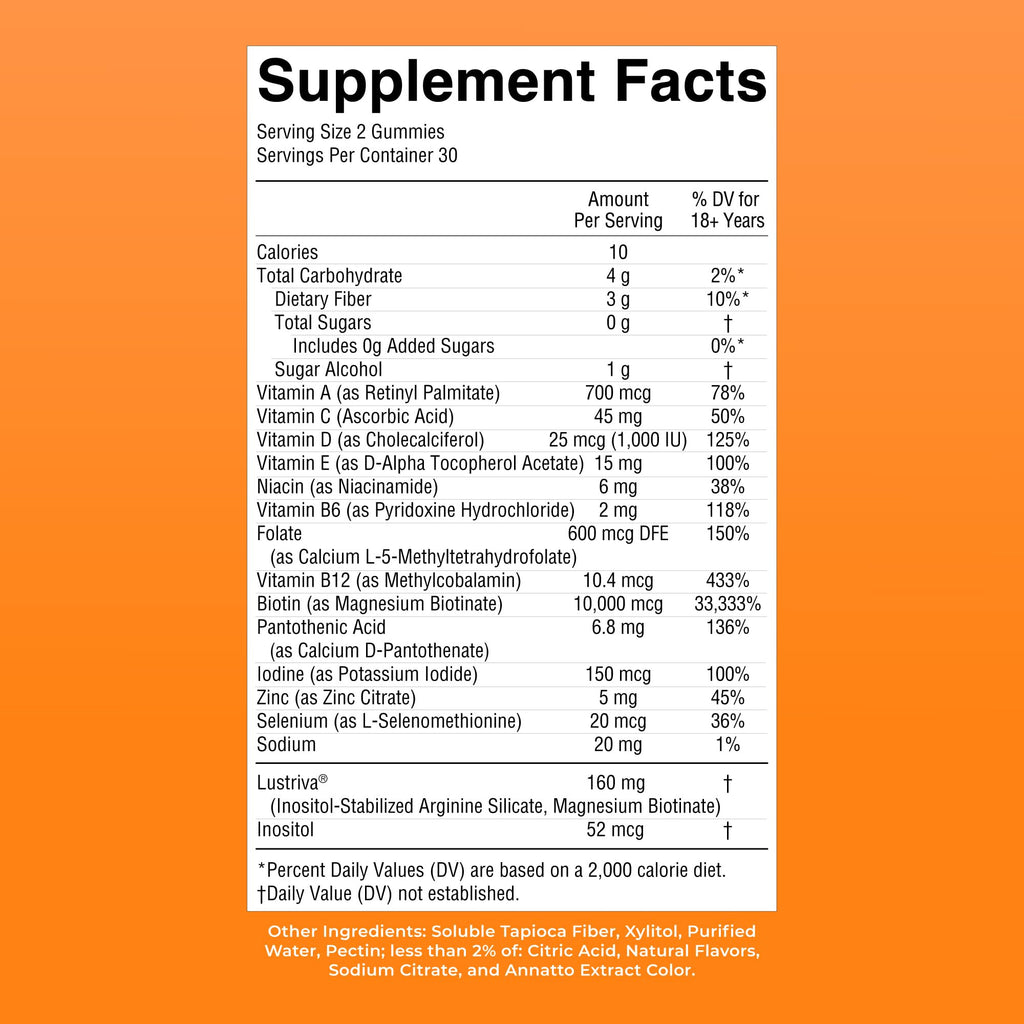 MaryRuth's Multivitamin + Hair Growth Gummies | with Lustriva® | Biotin 10000mcg | B Vitamins | Formulated for Thicker Hair, Wrinkles, Fine Lines, Skin Care | Ages 18+ | 30 Servings