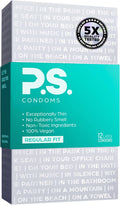PS Condoms Exceptionally Thin Latex Condoms, Clean & Odorless, 12 Pack | Individually tested, 0.045 mm natural rubber, 40% thinner, lubricated, vegan, and free of PFAS, gluten, glycerin and parabens