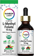 Rainbow Light L Methyl Folate 15 mg | 2 fl oz | with Organic Glycerin | Berry Flavor | USDA Organic | Liquid Supplement