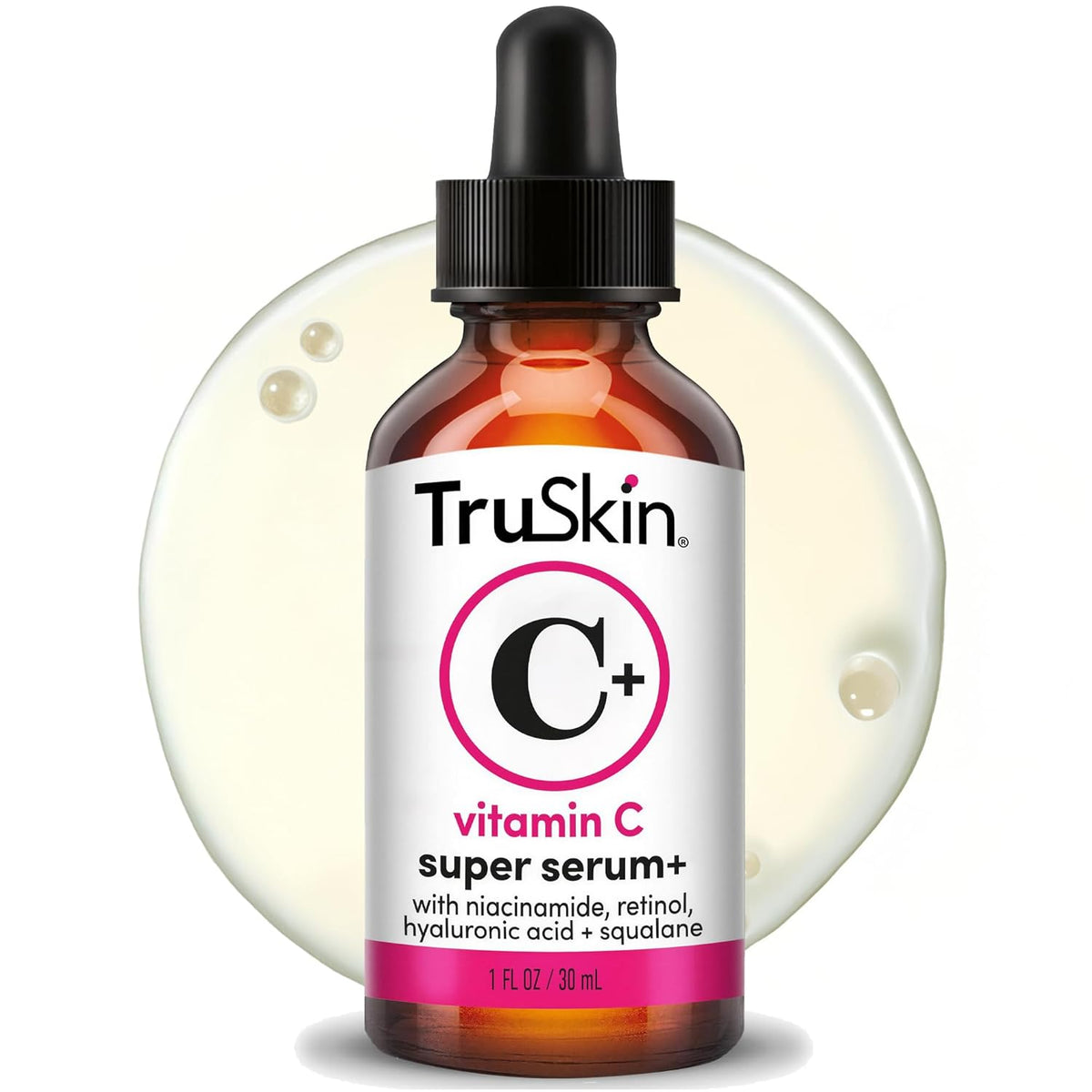 TruSkin Vitamin C Super Serum for Face, 5 Skin Benefits, 1 fl oz | Vitamin C, Retinol, Niacinamide, Hyaluronic Acid and Squalane to brighten, firm, smooth, hydrate, and refine skin