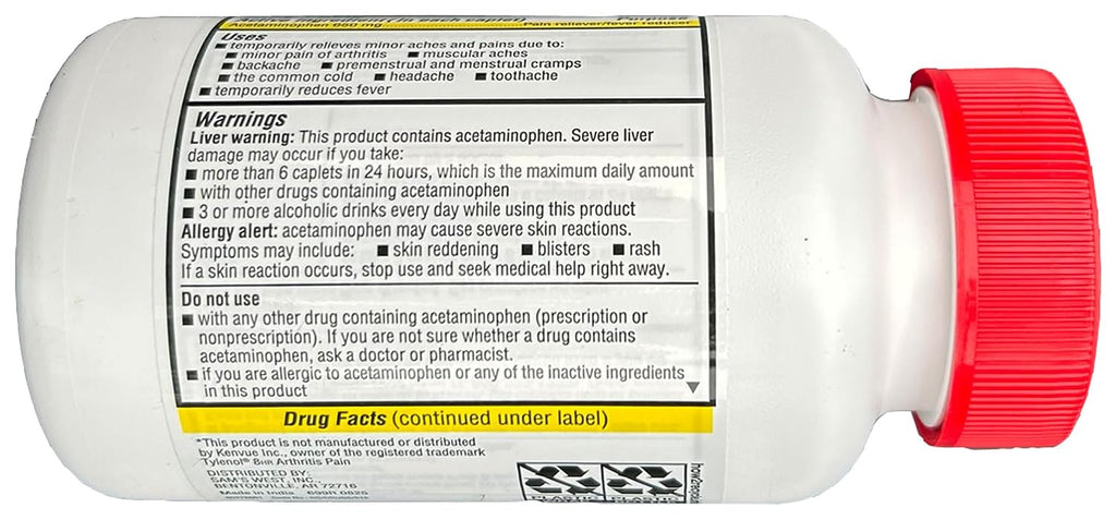 Compare to Tylenol Arthritis Pain Active Ingredient. - Member's Mark - Arthritis Pain Reliever, Extended Release, Acetaminophen 650 mg, 400 CapletsQ