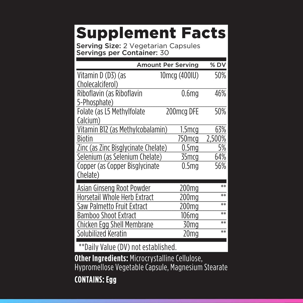 Livingood Daily Hair, Skin & Nails Supplement, 14-in-1 Formula with Biotin, Collagen, Keratin, Bamboo, Selenium, Folate, B12, Zinc and More, Beauty Supplement for Women & Men, Gluten Free, 60 Capsules